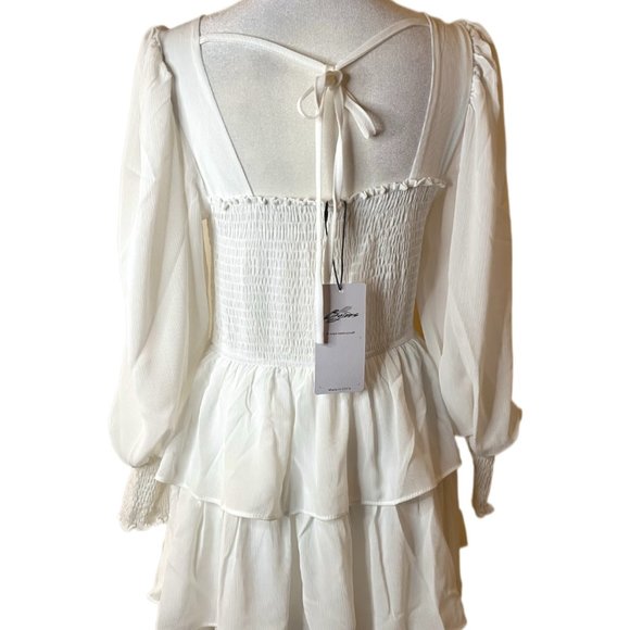 Byinns Square Neck Ruffle Dress Floral Print Tiered Tie Back Layered  Medium - Picture 9 of 12